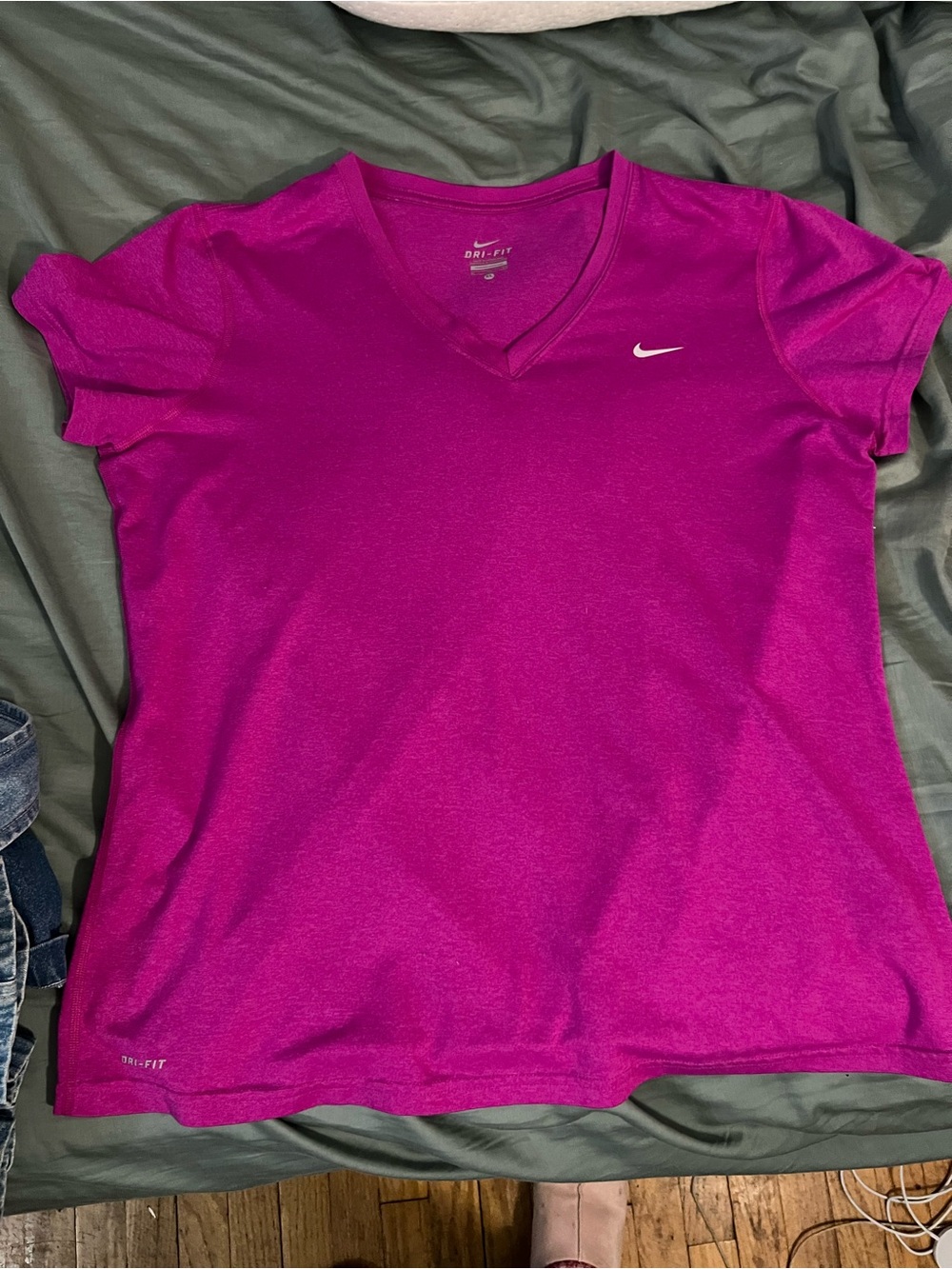 Nike Women's Short-Sleeve V-Neck Tee in Fuchsia